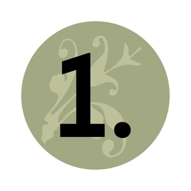 Number one with decorative background.