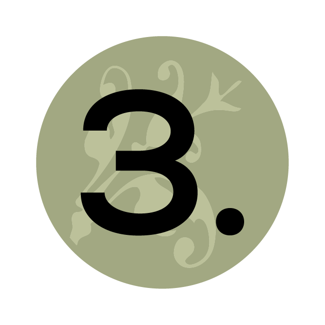 Number 3 on decorative green circle