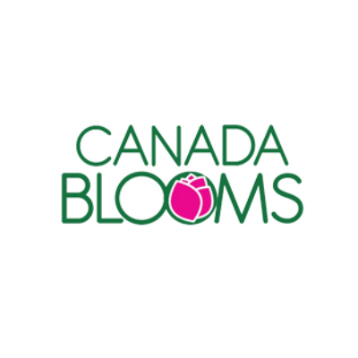 Canada Blooms logo with pink flower icon.