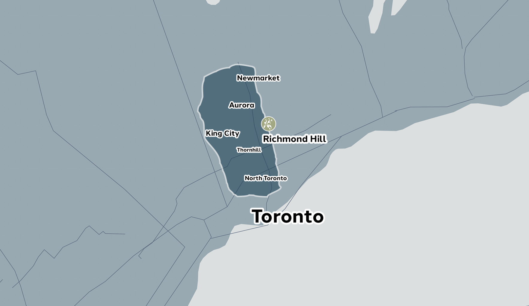 Map showing Toronto and surrounding areas